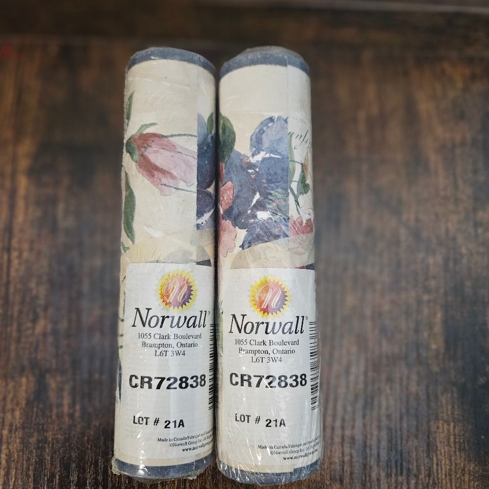 Lot of 2 Norwall Floral Pre Pasted Wallpaper Border #CR72838